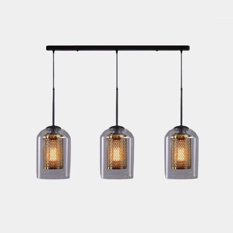 Pendant Light Industrial Glass Cylinder, 1 Light/3 Lights