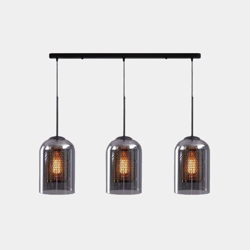 Pendant Light Industrial Glass Cylinder, 1 Light/3 Lights