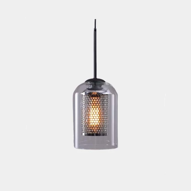 Pendant Light Industrial Glass Cylinder, 1 Light/3 Lights