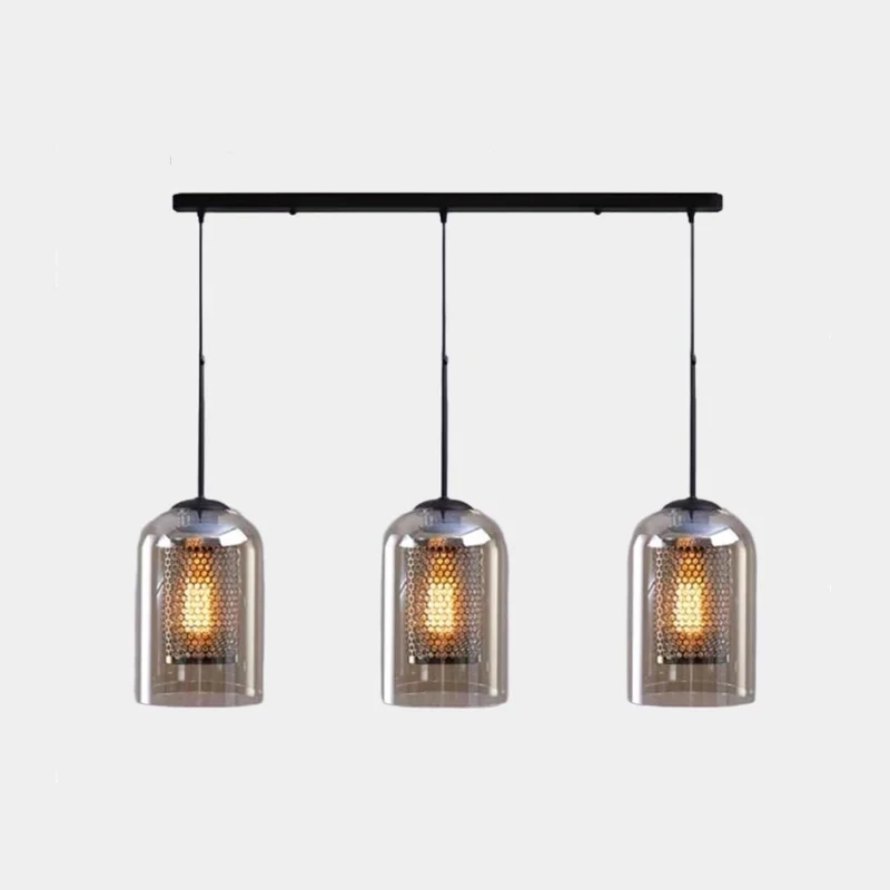 Pendant Light Industrial Glass Cylinder, 1 Light/3 Lights
