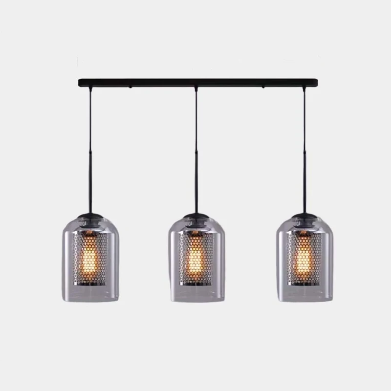 Pendant Light Industrial Glass Cylinder, 1 Light/3 Lights