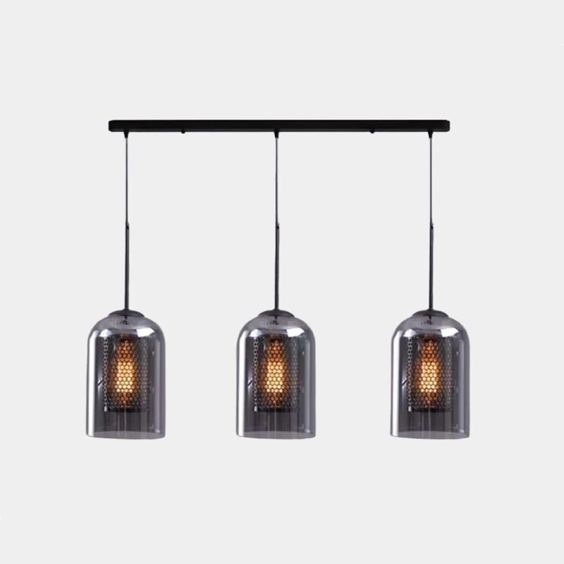 Pendant Light Industrial Glass Cylinder, 1 Light/3 Lights