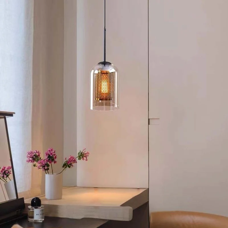 Pendant Light Industrial Glass Cylinder, 1 Light/3 Lights