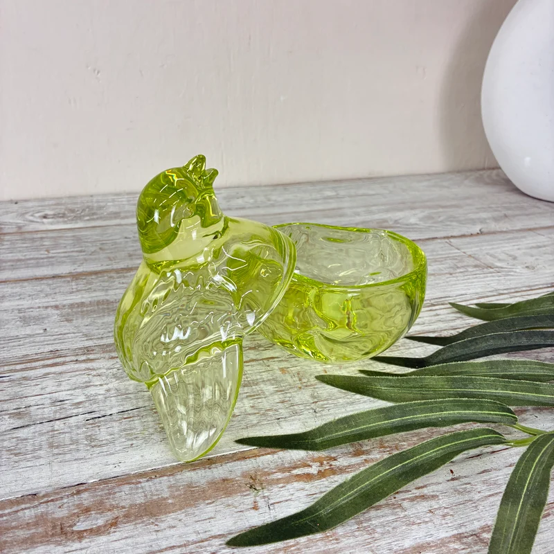 J-Line Glasdose mit Deckel Taube Schatulle Dose Form Grün Deko