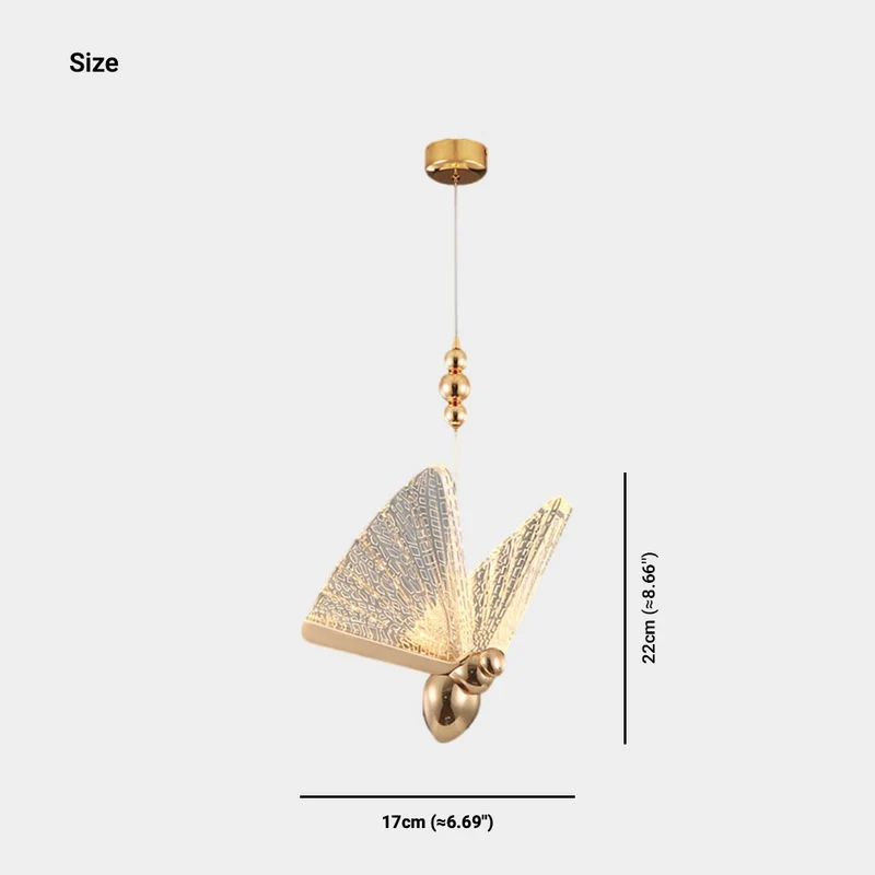 Pendant Light Small Modern Gold Acrylic Butterfly LED