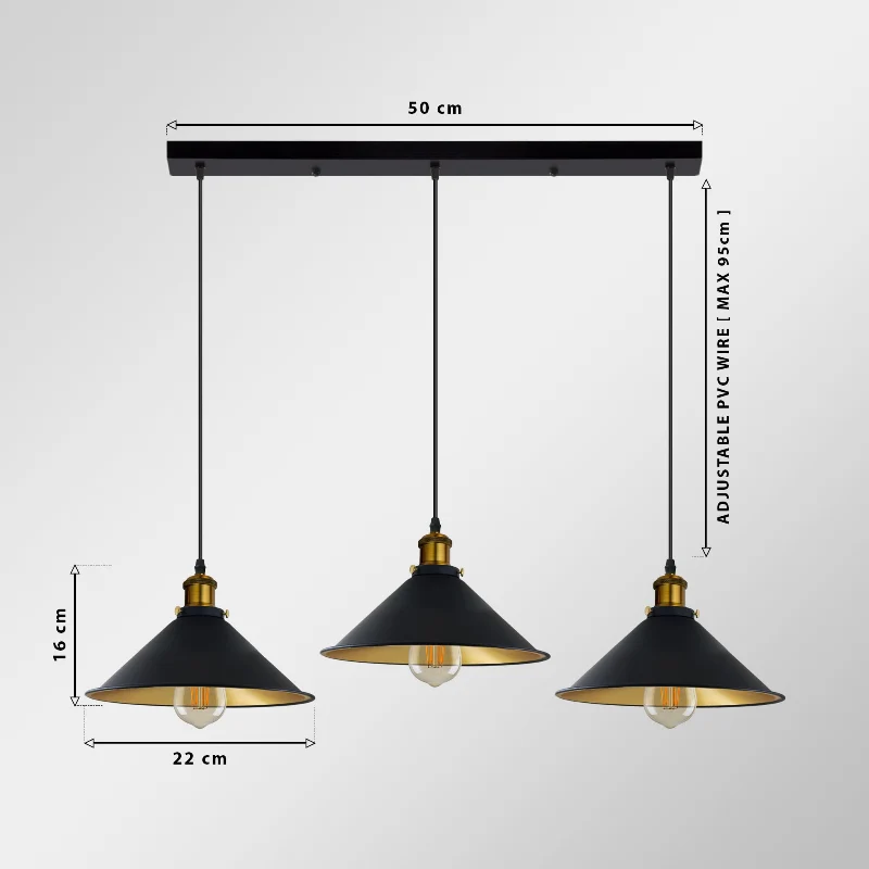 Industrial Pendelleuchte Schwarz 1 / 3-flammig LEDSONE ~3629