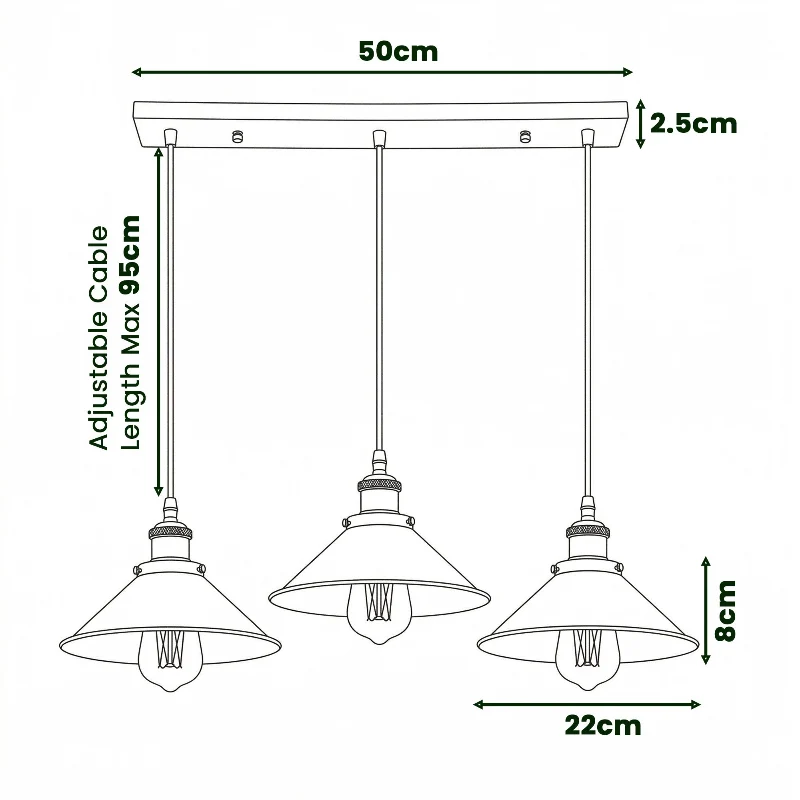 Industrial Pendelleuchte Schwarz 1 / 3-flammig LEDSONE ~3629