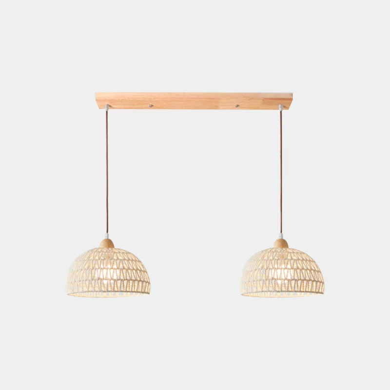 Pendant Light Japandi Rattan Woven Wood Dome
