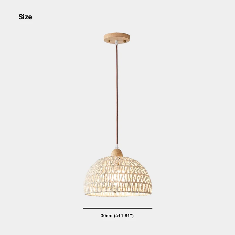 Pendant Light Japandi Rattan Woven Wood Dome
