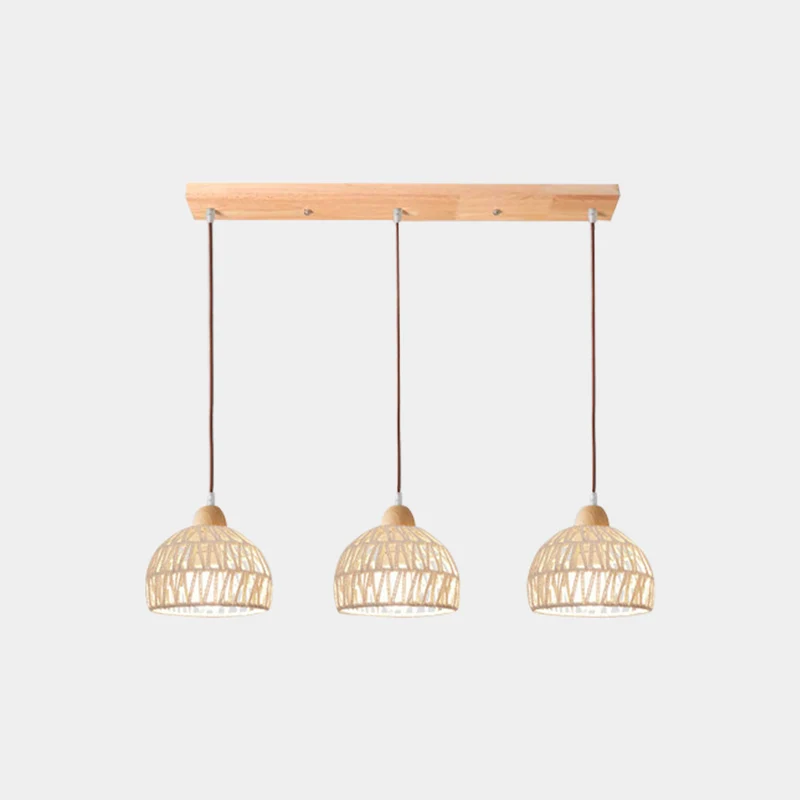 Pendant Light Japandi Rattan Woven Wood Dome