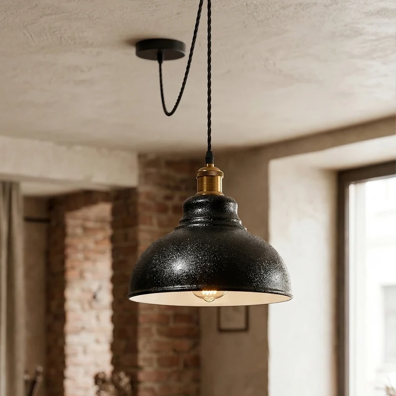 Industrial Spider Pendelleuchte, E27 gebogenem schirm mit Stoffkabel~3638