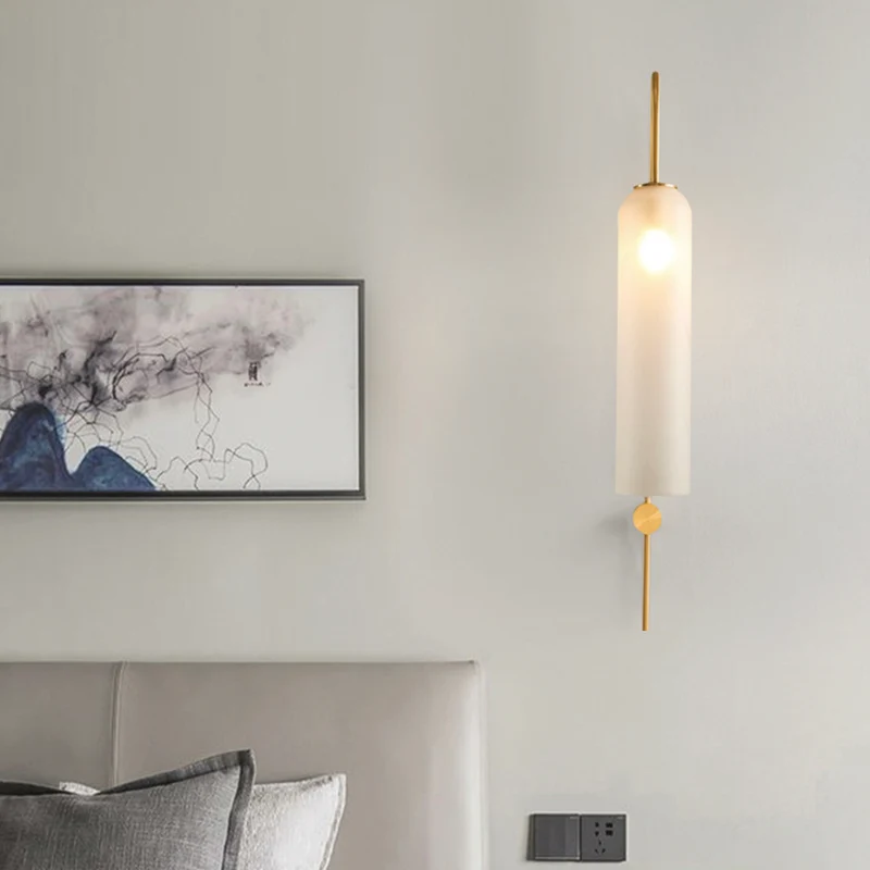 Wall Sconce Lamp Modern Glass Tube, White / Green