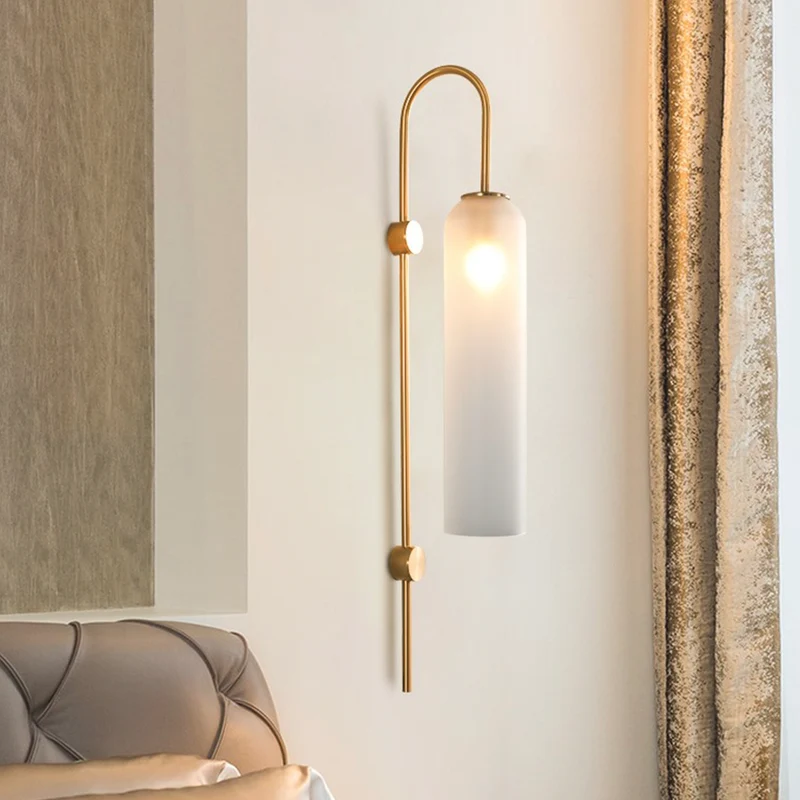 Wall Sconce Lamp Modern Glass Tube, White / Green