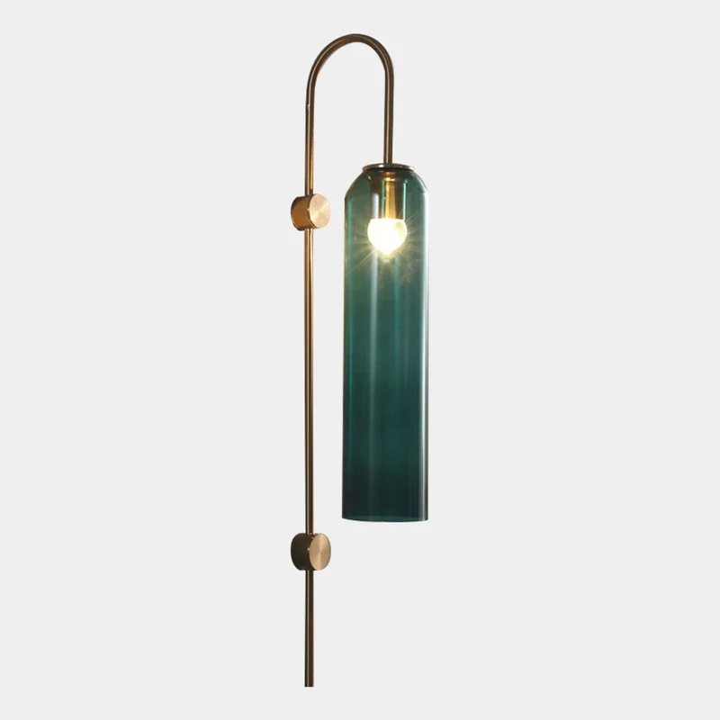 Wall Sconce Lamp Modern Glass Tube, White / Green
