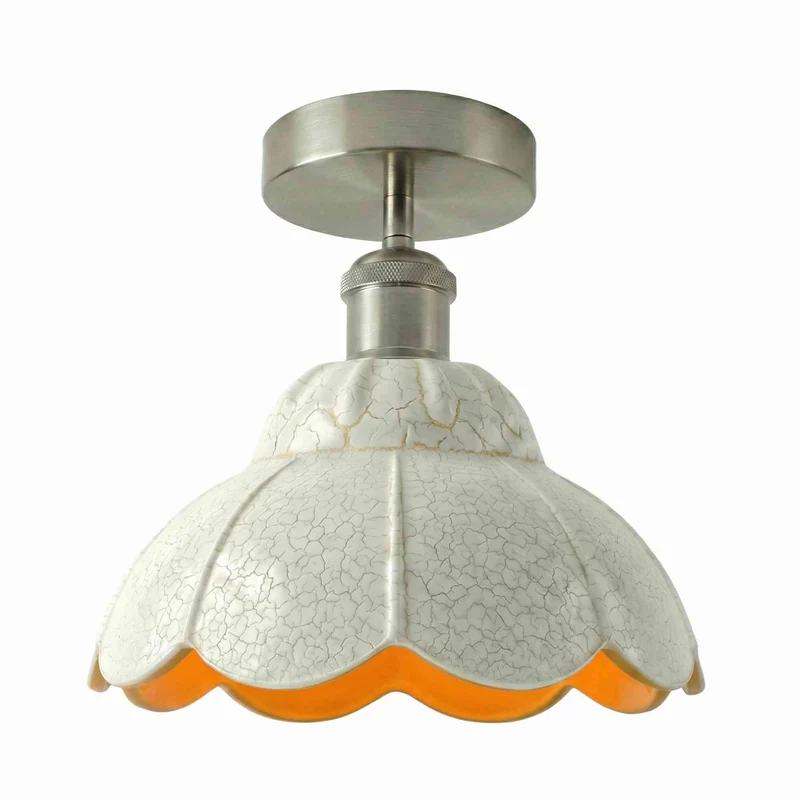 Vintage-Deckenleuchte–satiniertes Nickel und Crackle-Glas,E27~3660