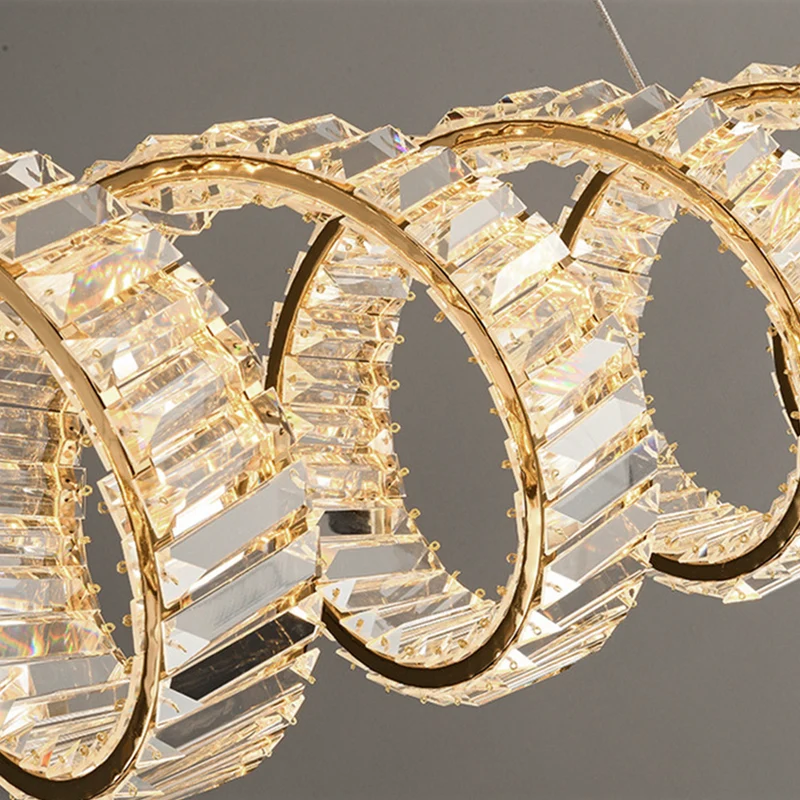 Chandelier Luxury Metal Crystal Wave Spiral LED, Gold