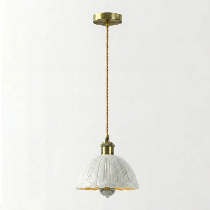 Retro Pendelleuchte Krakelee Glas Gewellt Klar E27 ~3607