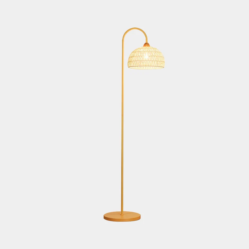 Floor Lamp Ambient Cream Rattan Arched, Beige