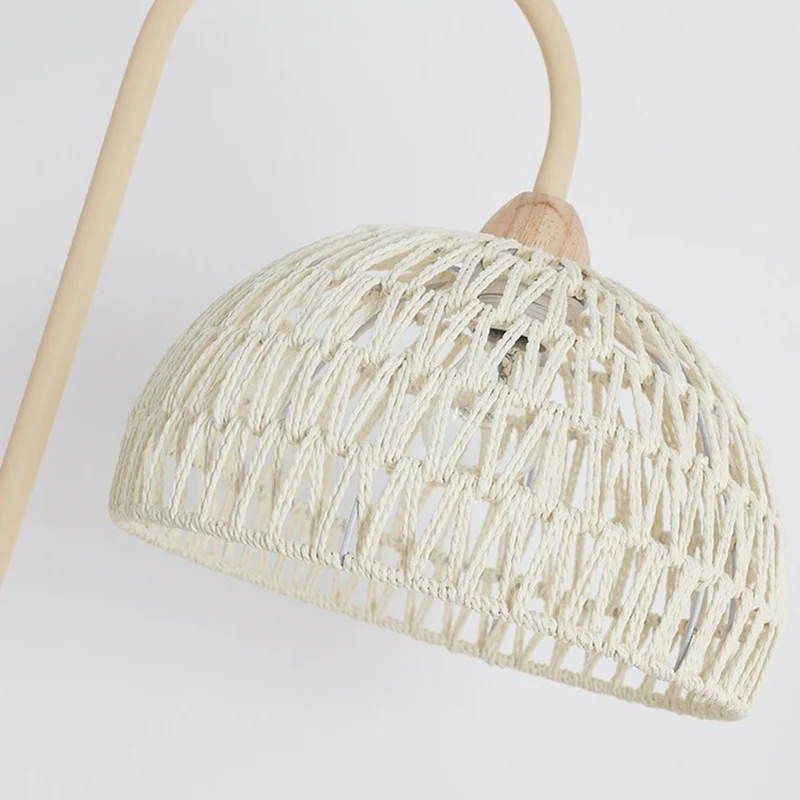 Floor Lamp Ambient Cream Rattan Arched, Beige