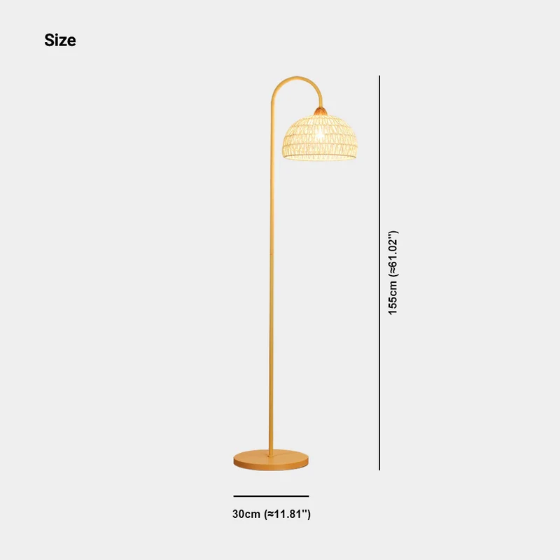 Floor Lamp Ambient Cream Rattan Arched, Beige