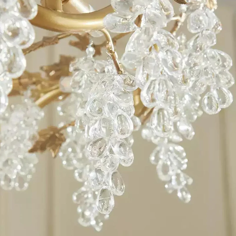 Chandelier Luxury Brass Branch Crystal Grape, Gold