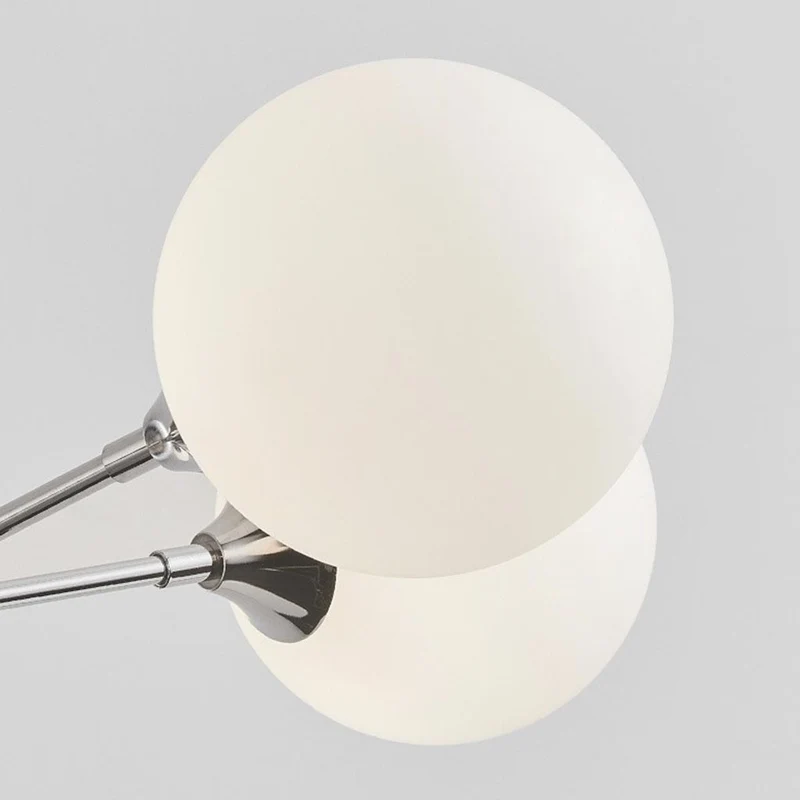 Chandelier Nordic Sputnik Glass Ball Multi Globe, White & Chrome