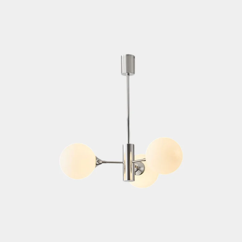 Chandelier Nordic Sputnik Glass Ball Multi Globe, White & Chrome