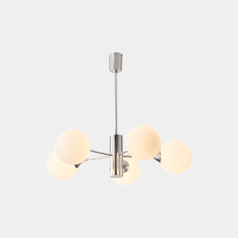 Chandelier Nordic Sputnik Glass Ball Multi Globe, White & Chrome