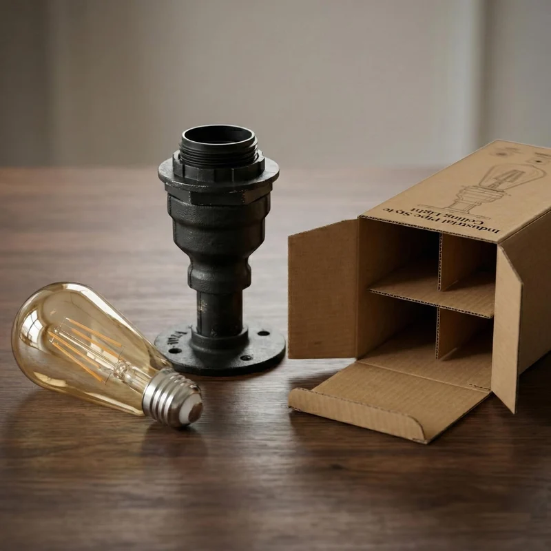 Industrie Flansch Deckenleuchte – Vintage Wasserrohr Steampunk Lampe E27 ~3653