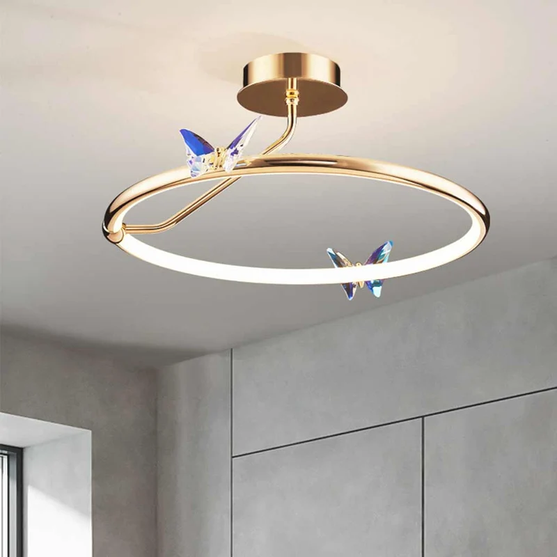 Ceiling Light Elegant Circular Butterfly LED, Gold