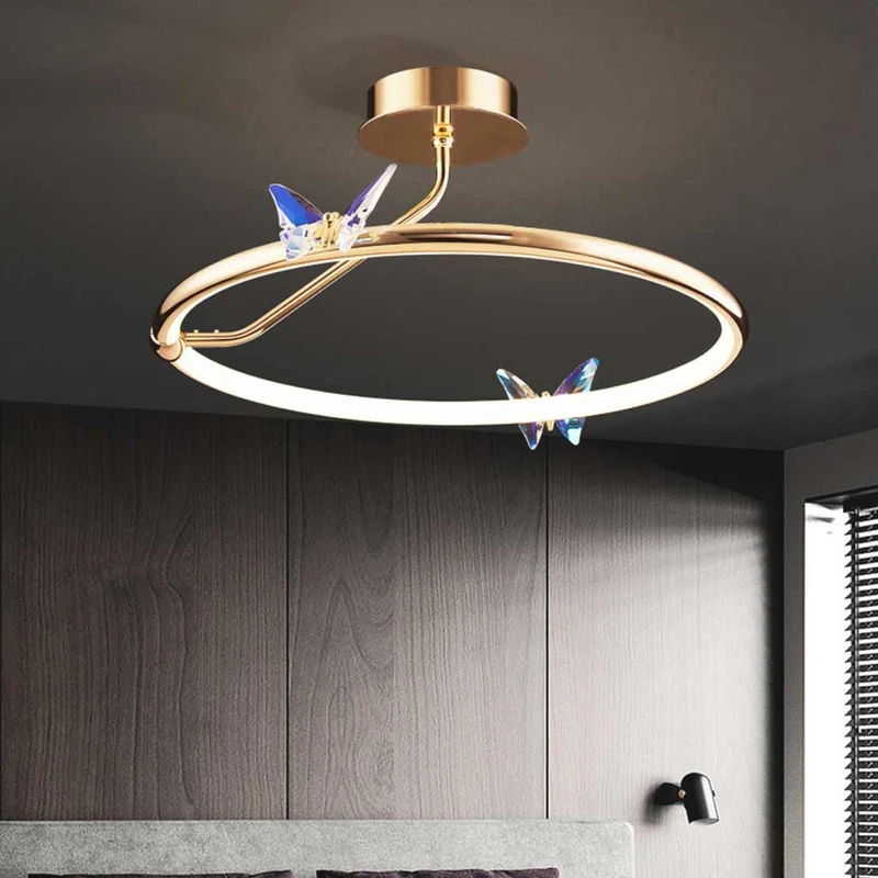 Ceiling Light Elegant Circular Butterfly LED, Gold