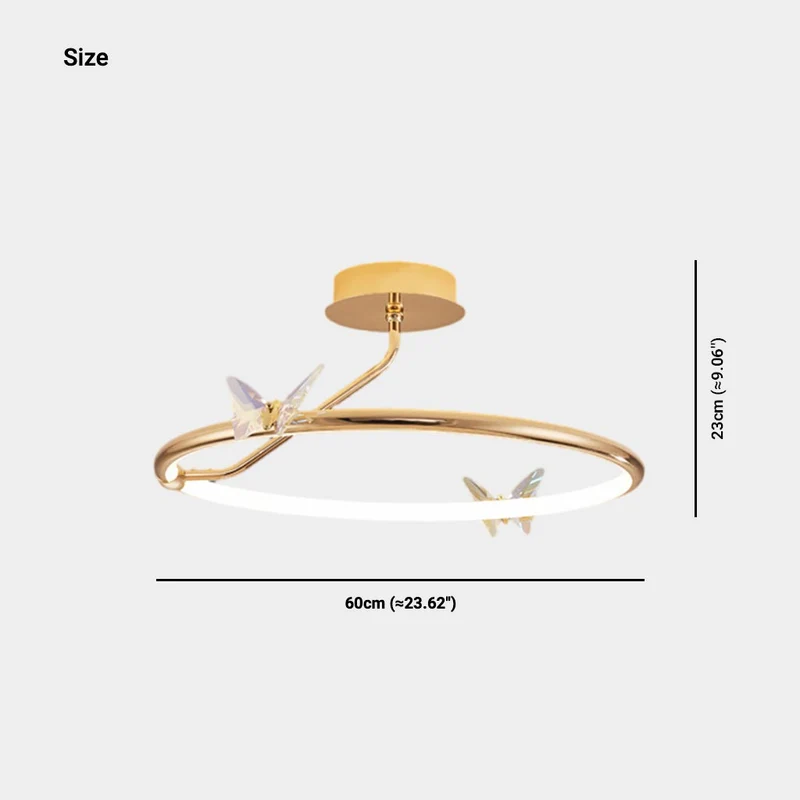 Ceiling Light Elegant Circular Butterfly LED, Gold