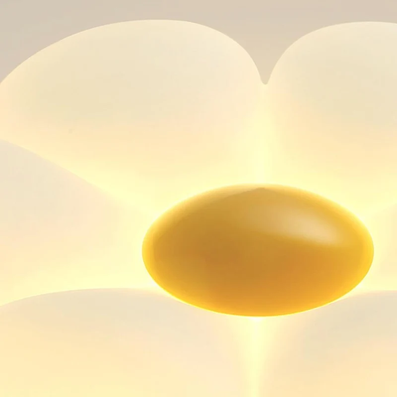 Flush Mount Ceiling Light Kids Room Cream Acrylic Flower LED