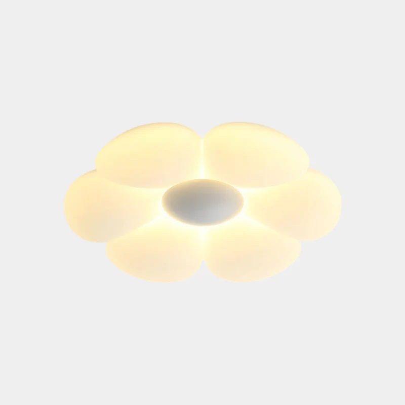 Flush Mount Ceiling Light Kids Room Cream Acrylic Flower LED