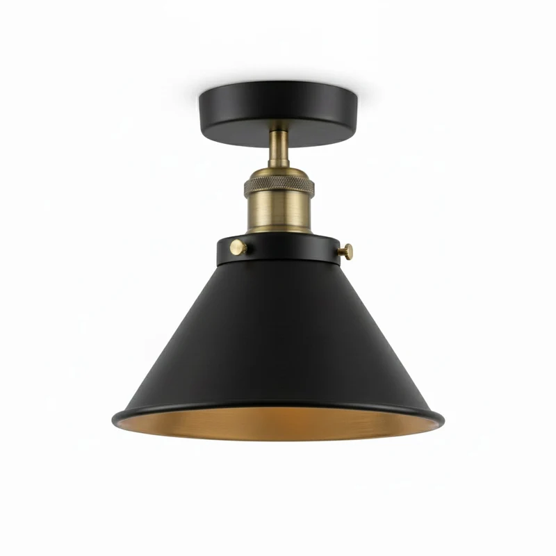 Deckenleuchte Schwarz & Gold Flush Mount 18cm Schirm ~3628