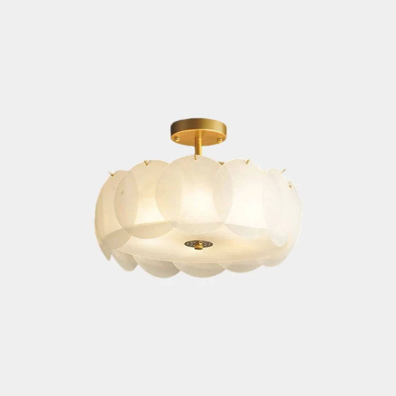 Ceiling Light Semi-Flush Mount Acrylic Drum, White