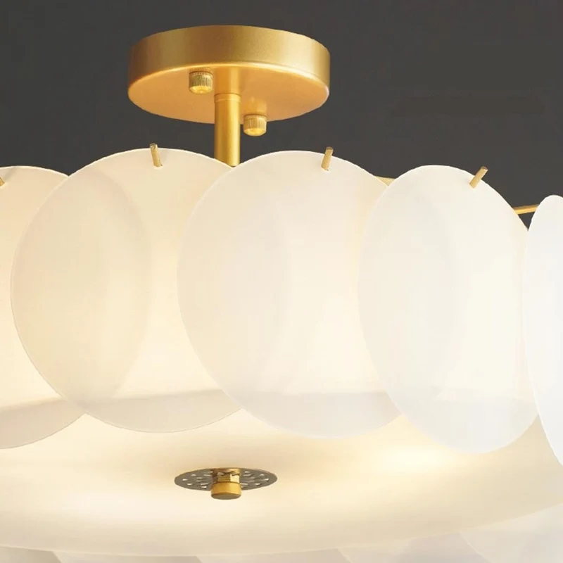 Ceiling Light Semi-Flush Mount Acrylic Drum, White