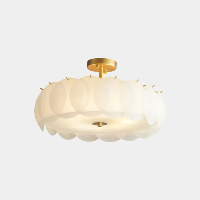 Ceiling Light Semi-Flush Mount Acrylic Drum, White