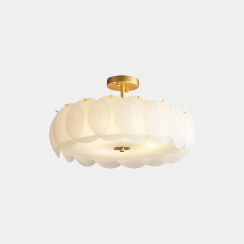 Ceiling Light Semi-Flush Mount Acrylic Drum, White