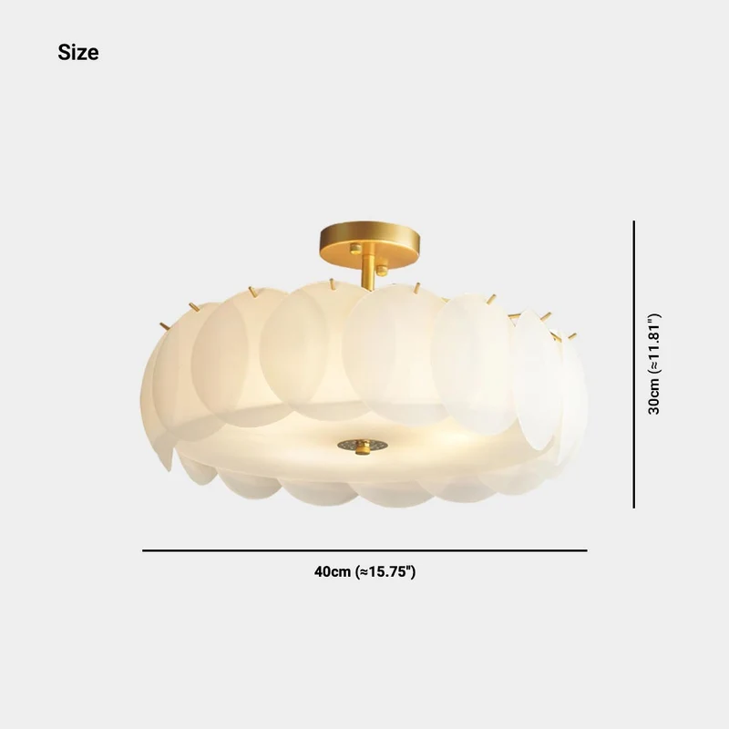 Ceiling Light Semi-Flush Mount Acrylic Drum, White