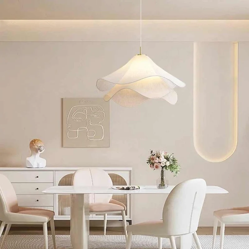 Pendant Light French Indoor Petal Fabric Shade
