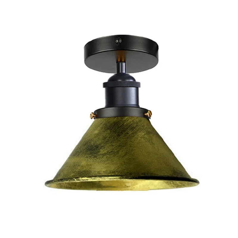 Vintage Deckenlampe Grün Messing-Fassung Flush Mount ~3627