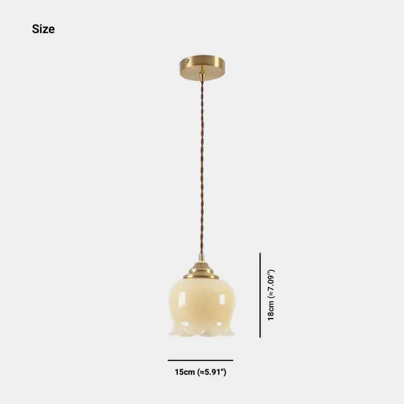 Small Pendant Light French Cream Flower Lily of the Valley Resin Brass