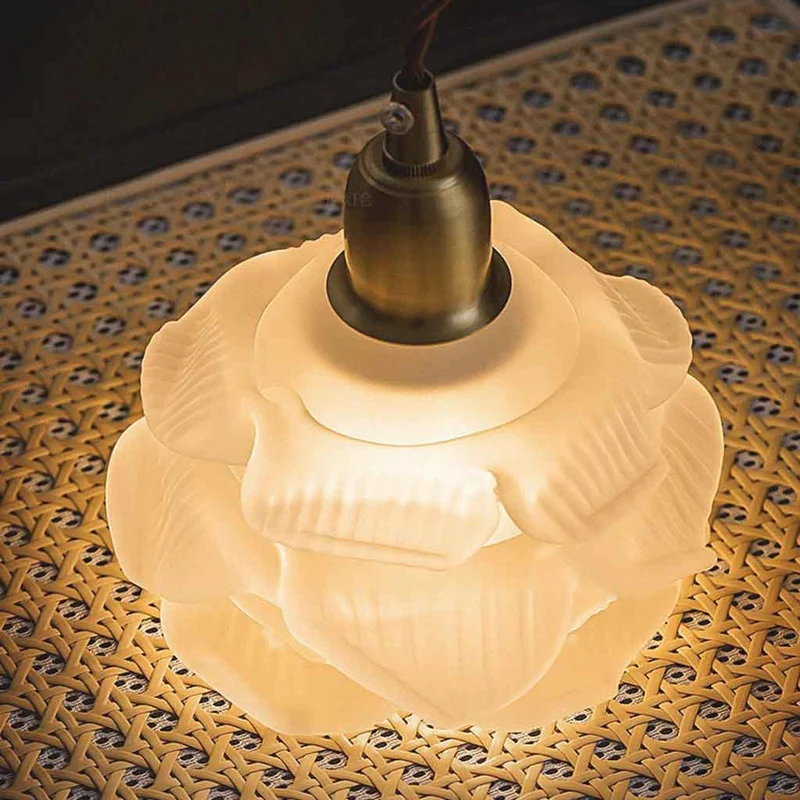 Wall Sconce Light Vintage Brass White Glass Flower
