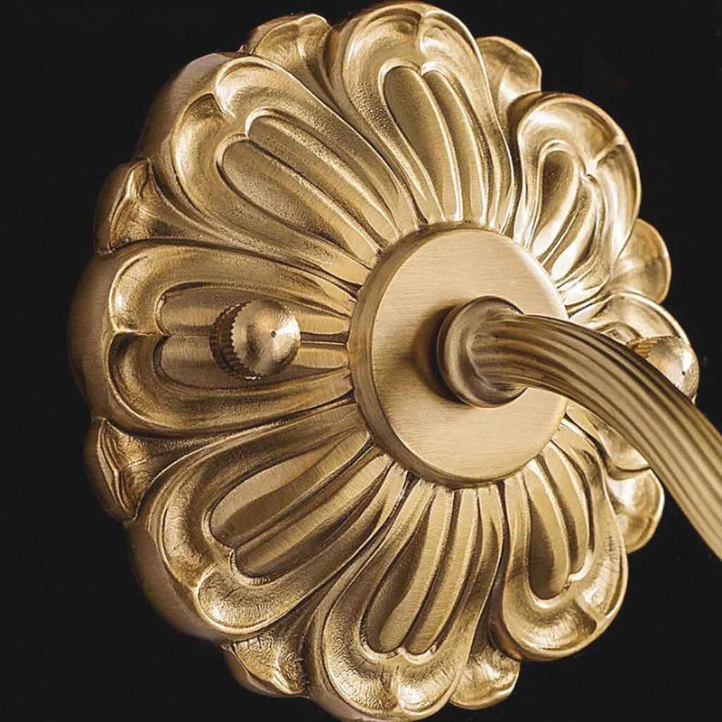 Wall Sconce Light Vintage Brass White Glass Flower