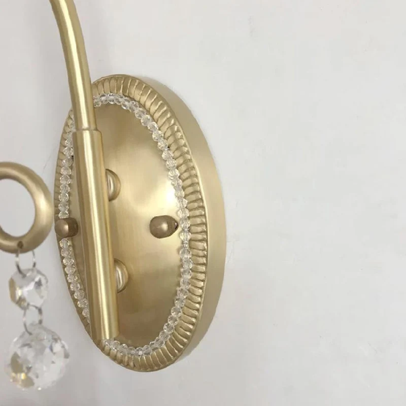 Wall Sconce Lighting French Mid-Century Brass Crystal Cone