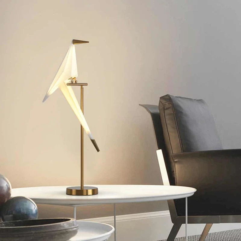 Table Lamp Decorative Bird Crane LED, Black / Gold