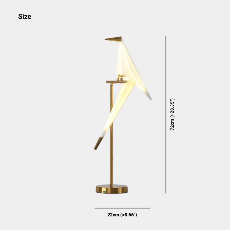 Table Lamp Decorative Bird Crane LED, Black / Gold