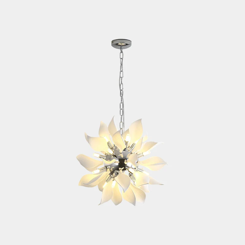 Chandelier Artistic Ceramic Blooming Flower, White