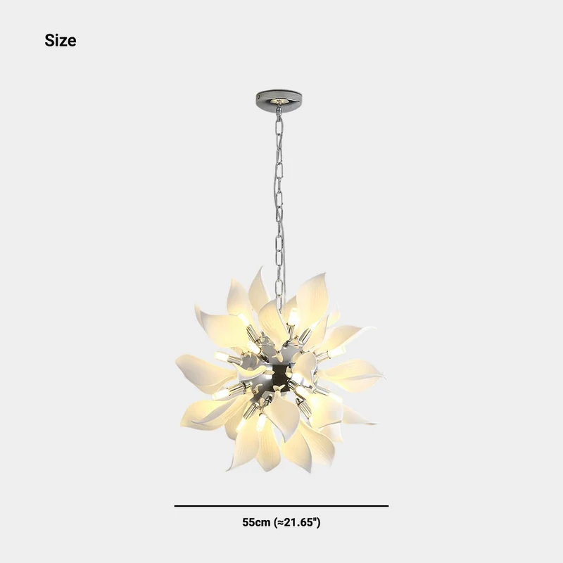 Chandelier Artistic Ceramic Blooming Flower, White